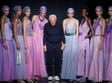 Giorgio Armani appears at the Emporio Armani Spring/Summer 2024 collection fashion show during Milan Fashion Week in Milan, Italy, on 21 September
